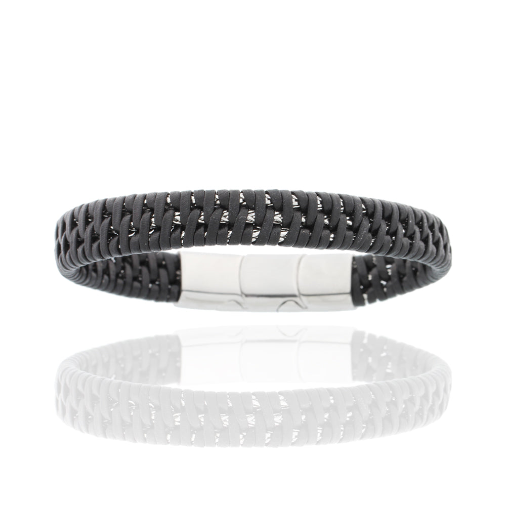 Herren-Lederarmband „Iron Leather Weave“
