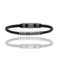 Herren-Lederarmband „Iron Mosaic Pulse“