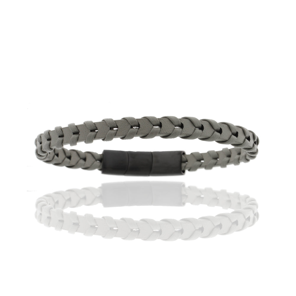 Herren-Lederarmband „Iron Slate Link“