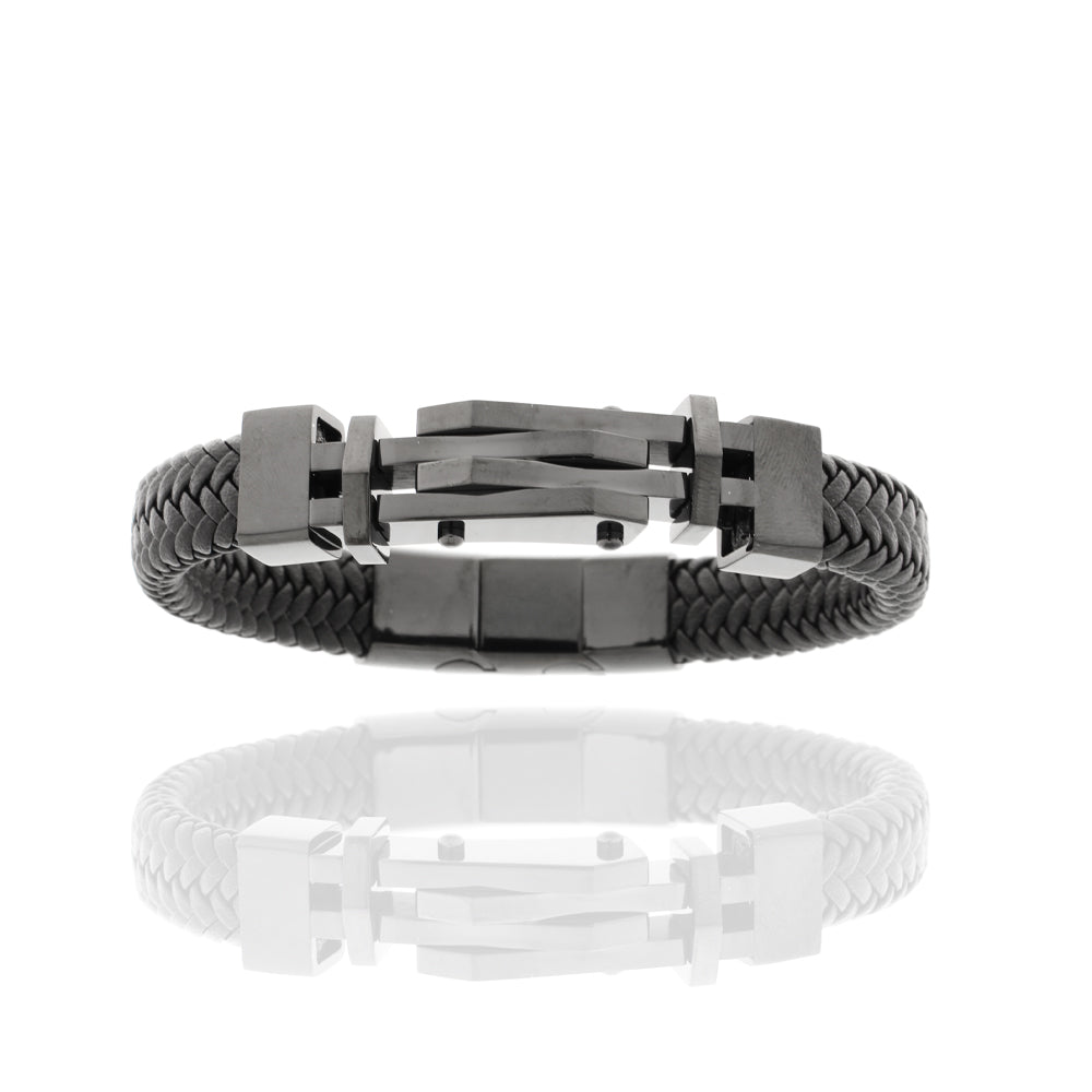 Herren-Lederarmband „Iron Vector Bastion“