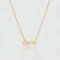 Herz-Collier „Amour Glow“ – 375er Gelbgold mit Zirkonia-Schriftzug