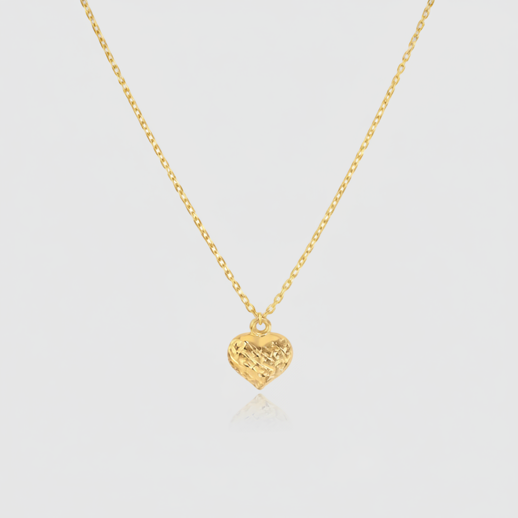 Herz-Collier „Textured Love“ – 18k Gelbgold (750) mit Granitoptik