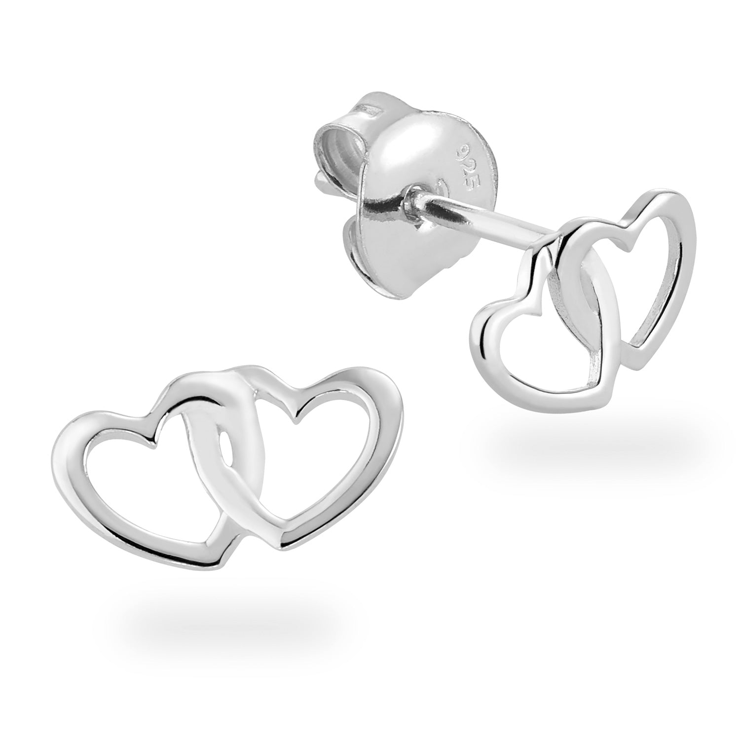 Ohrstecker „Arctic Twin Heart“ – aus rhodiniertem 925er Sterling Silber