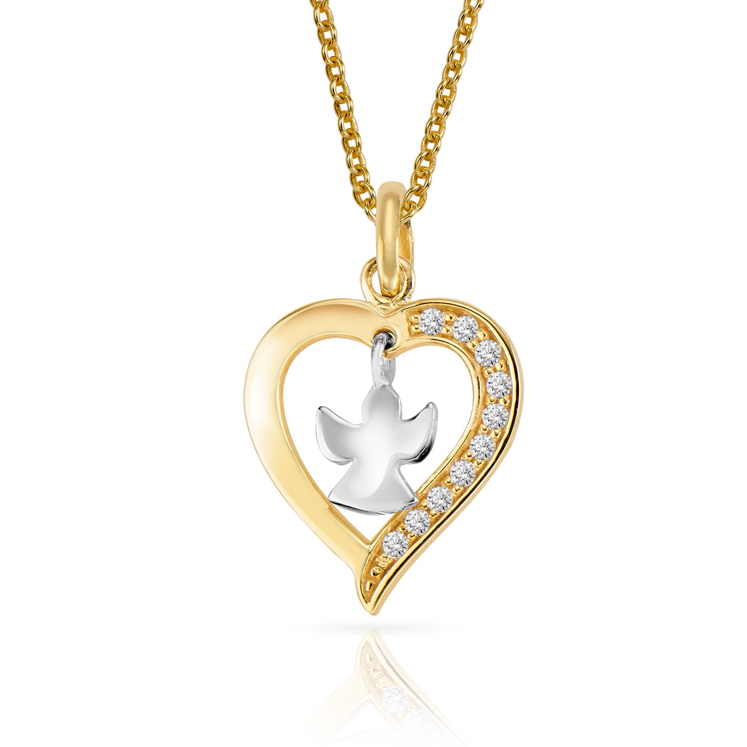 Herzanhänger „Celestial Guardian“ – aus vergoldetem 925er Sterling Silber