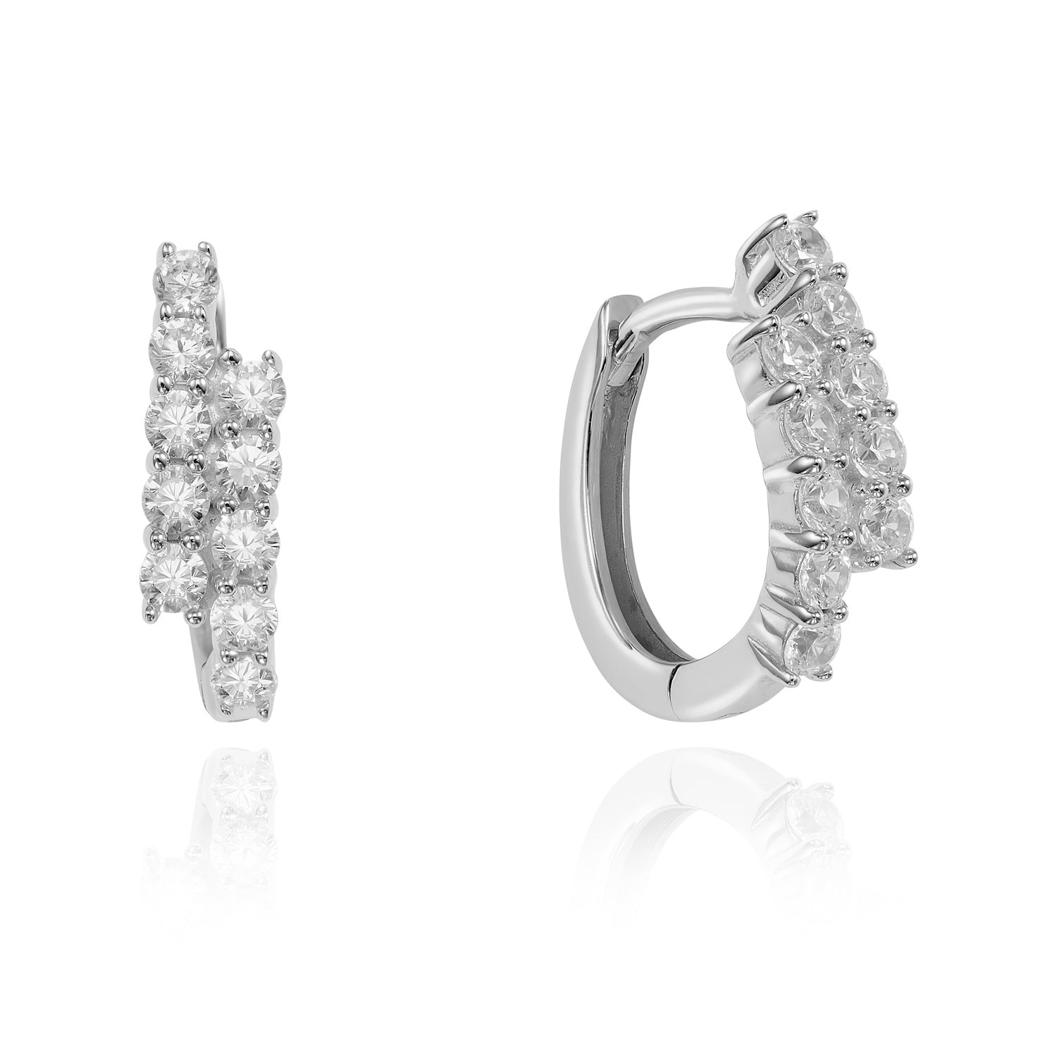 Klappcreolen „Arctic Double Row“ – aus rhodiniertem 925er Sterling Silber