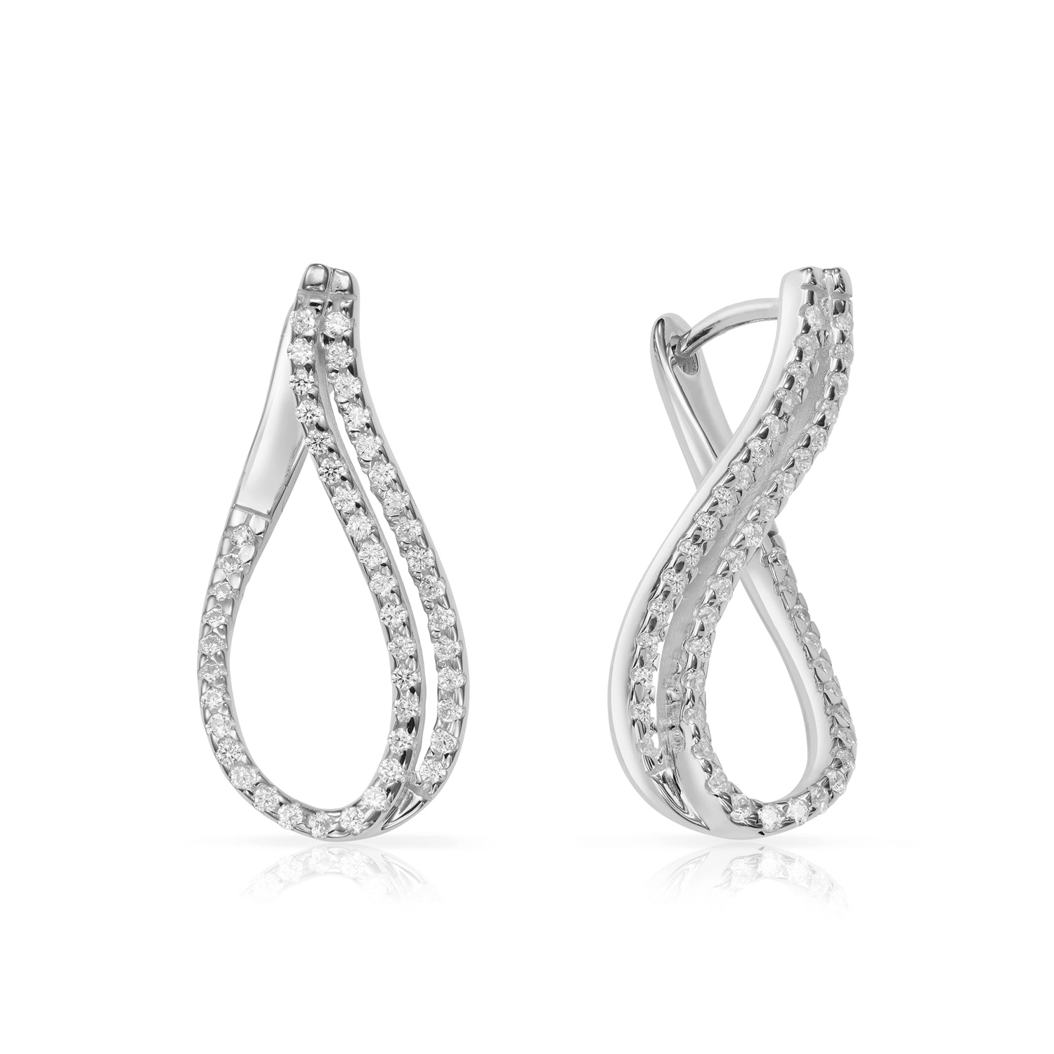 Klappcreolen „Arctic Twist“ – 94 Zirkonia in rhodiniertem 925er Silber