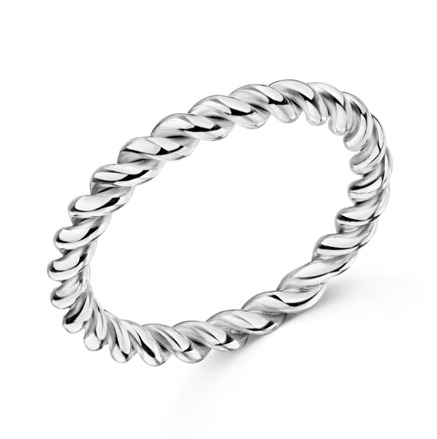 Kordelring „Eternal Twist“ – Hochglanz-Rhodiniert aus 925 Sterling Silber