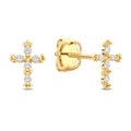 Kreuz-Ohrstecker – 14Kt Gelbgold