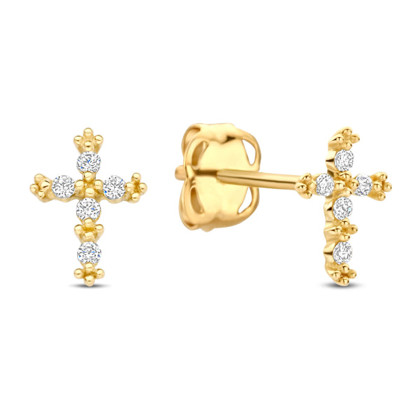 Kreuz-Ohrstecker – 14Kt Gelbgold