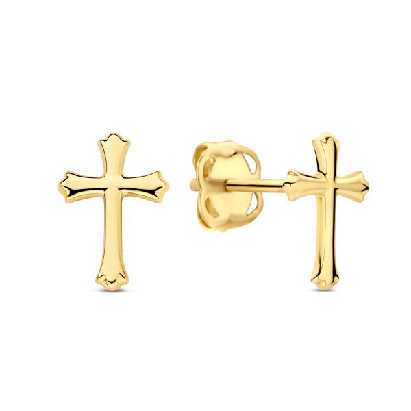Kreuz Ohrstecker – 14Kt Gelbgold