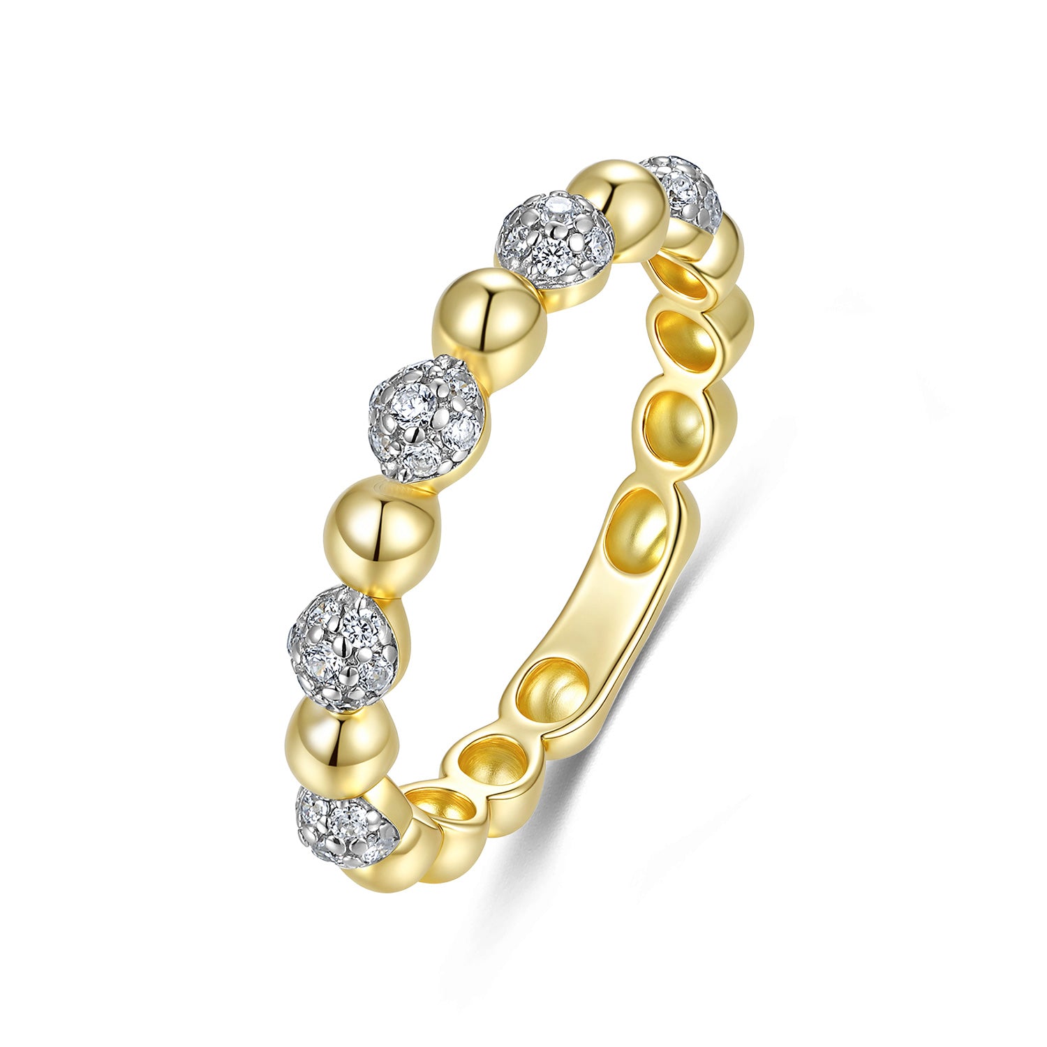 Kugelring „Orbital Glow“ – 925 Sterling Silber & 18k vergoldet