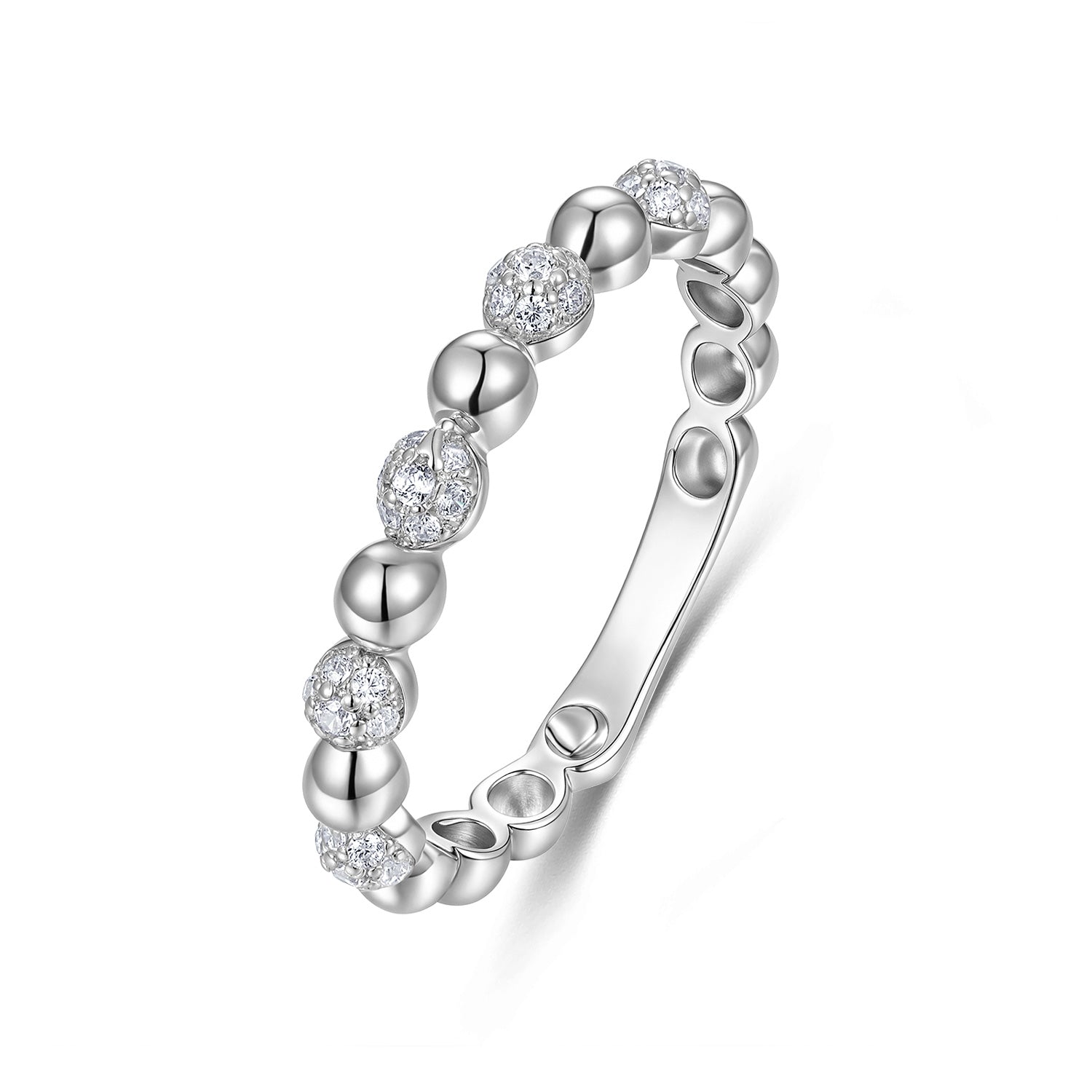 Kugelring „Orbital Shine“ – Hochglanz-Rhodiniert aus 925 Sterling Silber