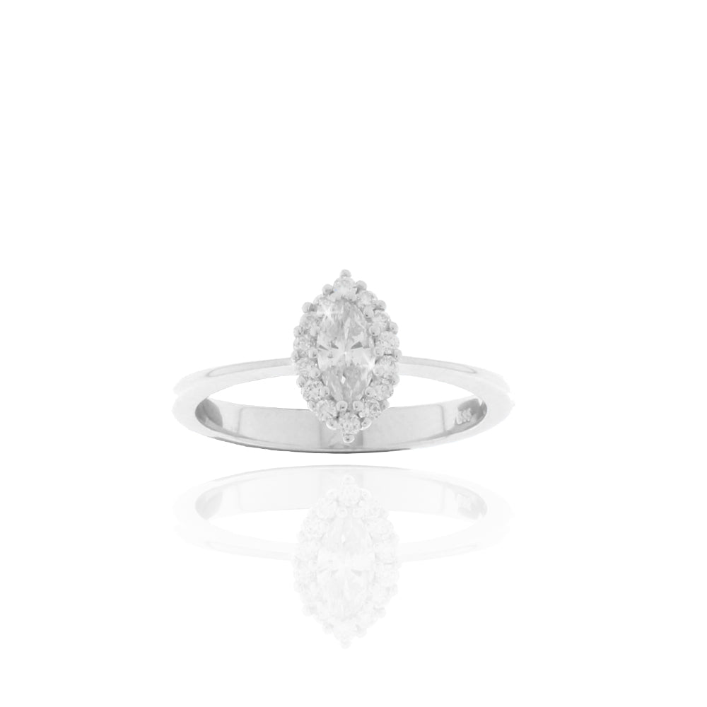 Marquise-Ring „Noble Eye“ – 590er Weißgold mit 0,31 ct Brillanten