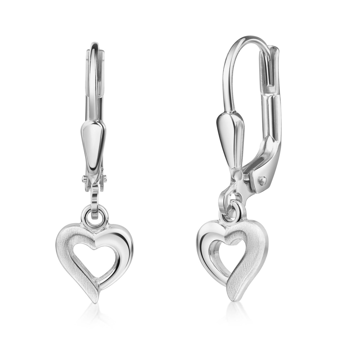 Ohrhänger „Arctic Floating Heart“ – Teilmattes Design aus 925er Sterling Silber