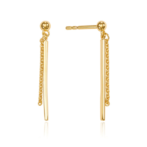 Ohrhänger „Chain & Bar“ – 8Kt Gold