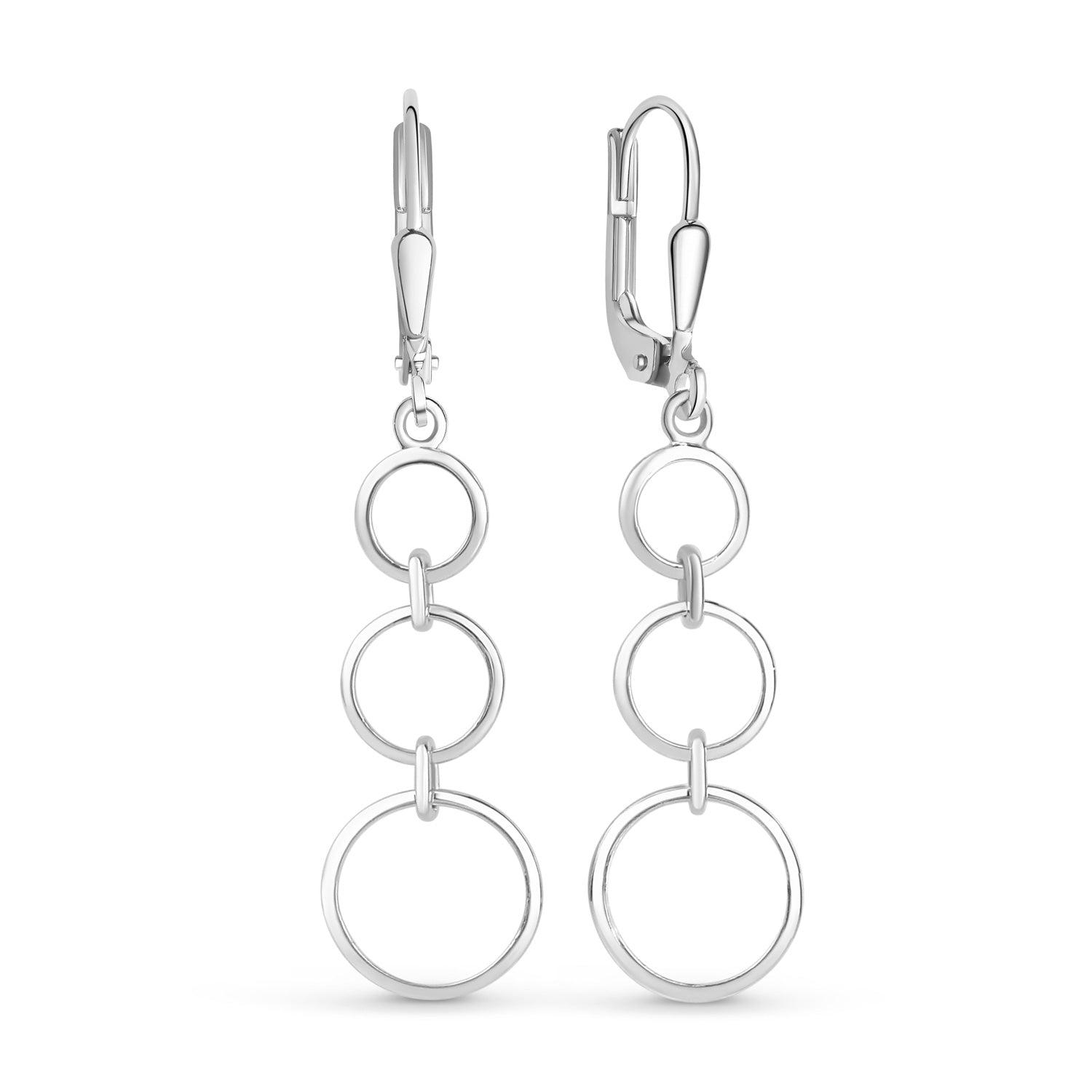 Ohrhänger „Triple Orbit“ – 3 Kreise in rhodiniertem 925er Silber