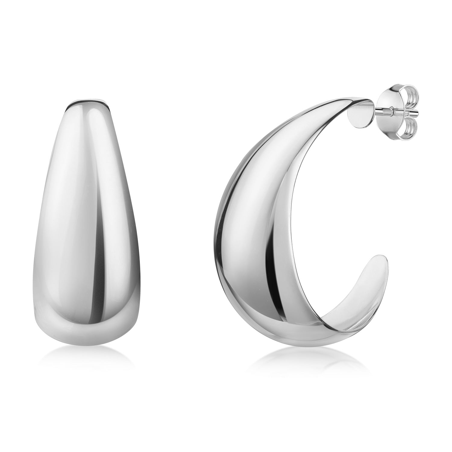 Ohrstecker „Arctic Fluid“ – Hochglanz-rhodiniertes 925er Sterling Silber