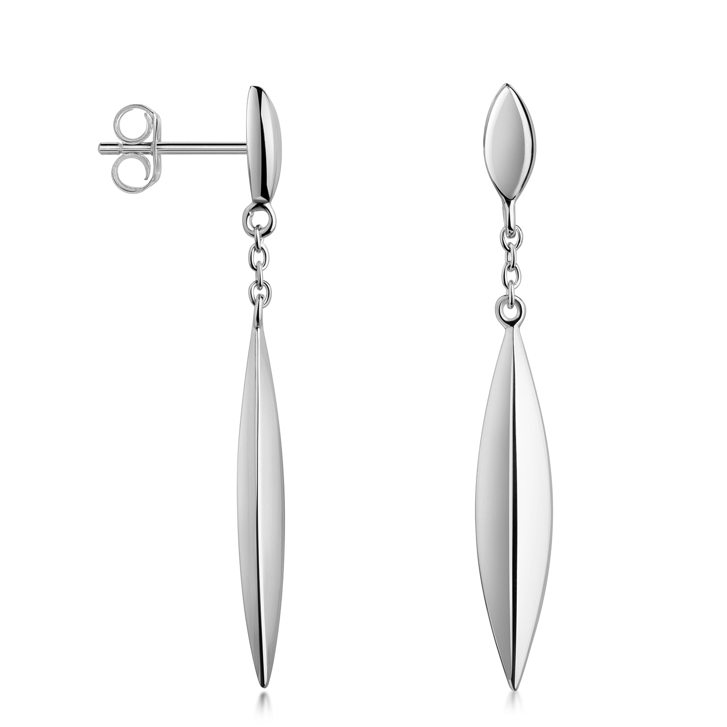 Ohrstecker „Arctic Lancet“ – Skulpturales Design aus rhodiniertem 925er Silber