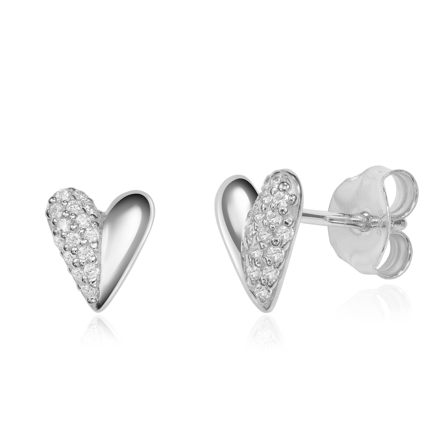 Ohrstecker „Arctic Radiant Heart“ – ausrhodiniertes 925er Sterling Silber