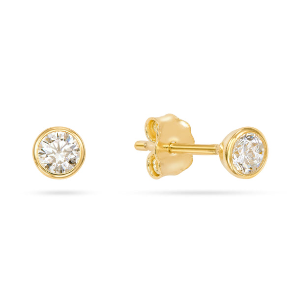 Ohrstecker „Bezel Solitaire“ – 8Kt Gold