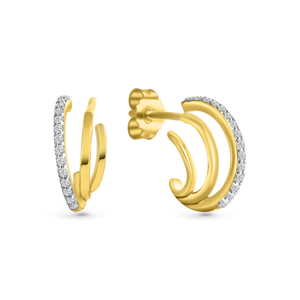 Ohrstecker „Glittering Trio“ – 333er Gelbgold
