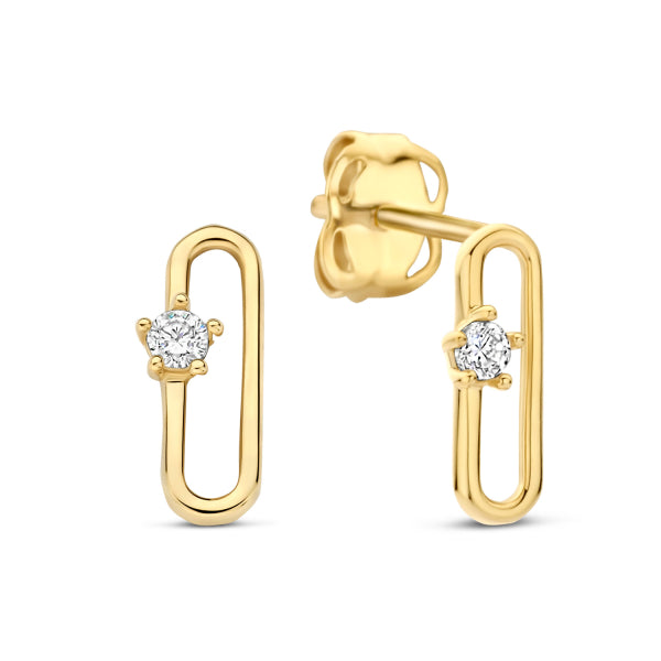 Ohrstecker „Linear Sparkle“ – 14Kt Gelbgold