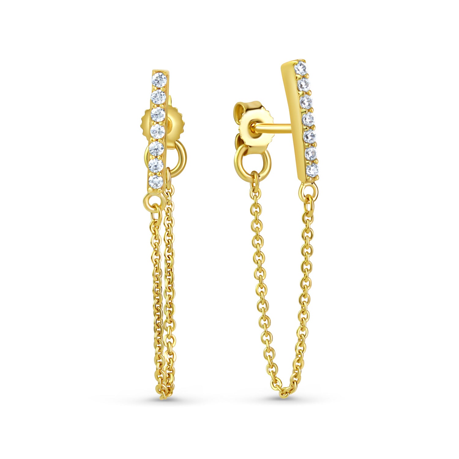 Ohrstecker „Lunar Linear Chain“ – aus vergoldetem 925er Sterling Silber