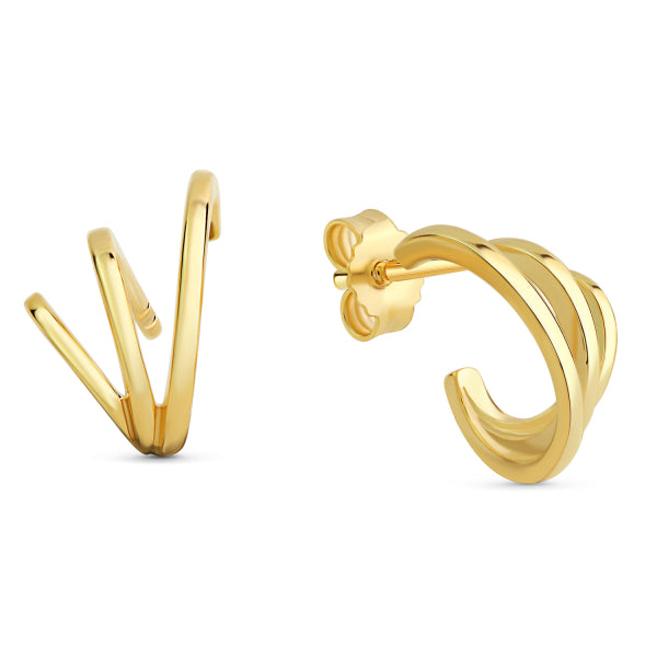 Ohrstecker „Trio Glide“ – 333er Gelbgold