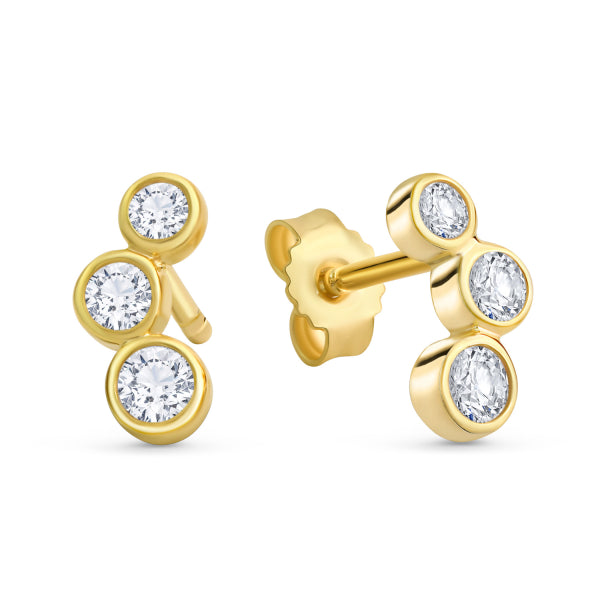 Ohrstecker „Triple Aura“ – 8Kt Gold