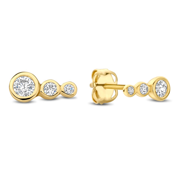 Ohrstecker „Triple Brilliance“ – 14Kt Gelbgold