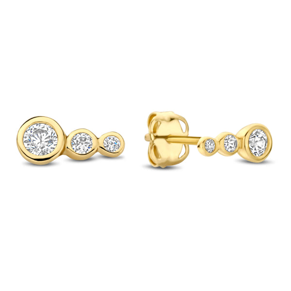 Ohrstecker „Triple Sparkle“ – 14Kt Gelbgold
