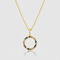 Premium-Collier „Multicolor Orbit“ – 585er Gelbgold mit 22 Zirkonia