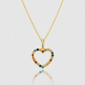 Premium-Collier „Rainbow Heart“ – 585er Gelbgold mit Multicolor-Zirkonia
