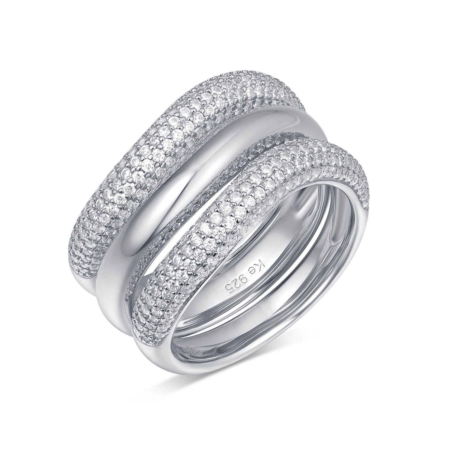 Ring „Celestial Trinity Wave“ – aus rhodiniertem 925er Sterling Silber