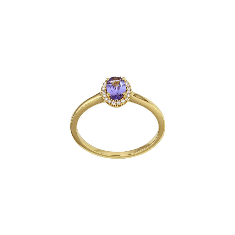 Ring „Deep Azure“ – 18k Gelbgold mit Diamant-Entourage