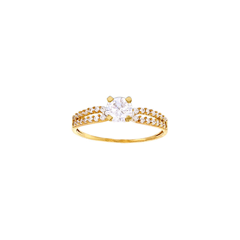 Ring „Double Radiance“ – 18k Gelbgold mit Zirkonia-Pavé
