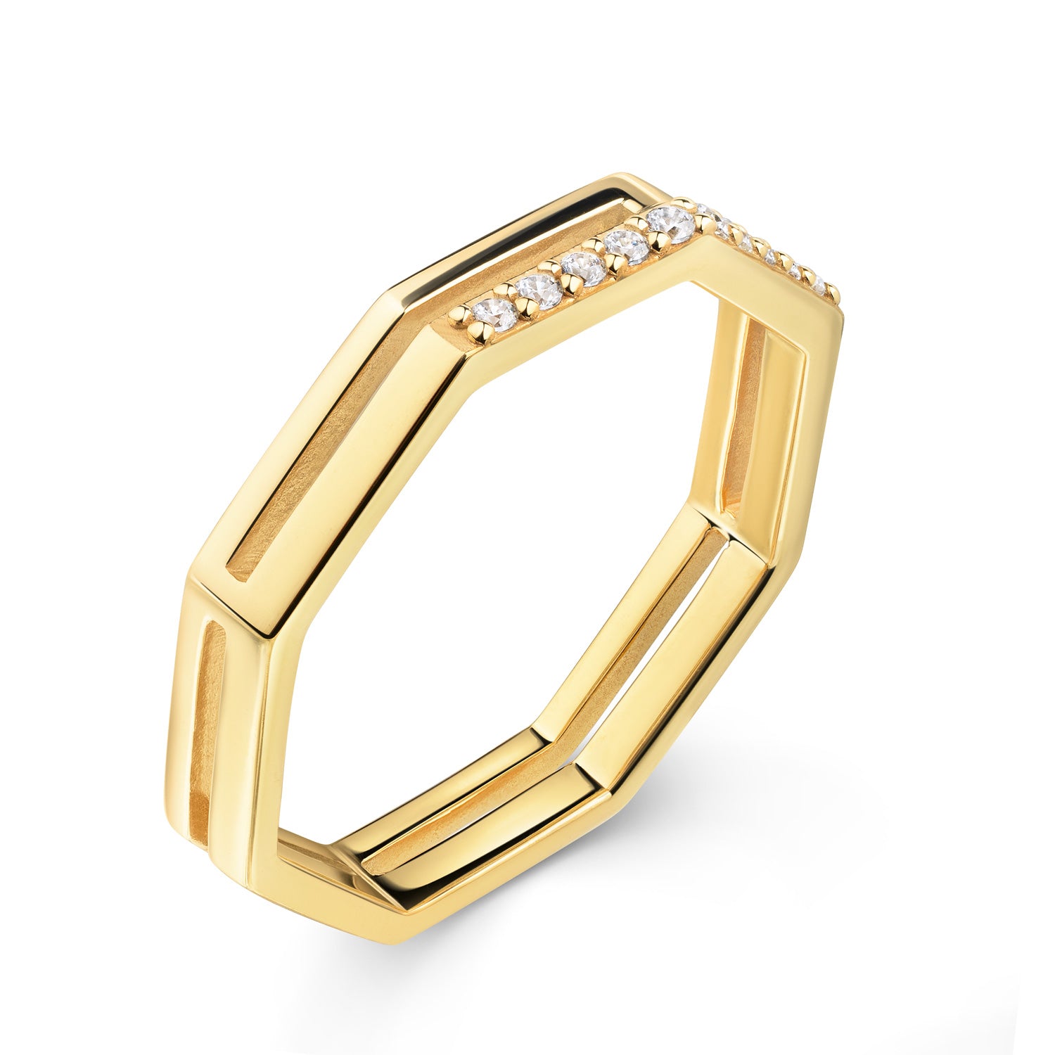Ring „Geometric Edge“ – aus 925er Sterling Silber, 18k vergoldet