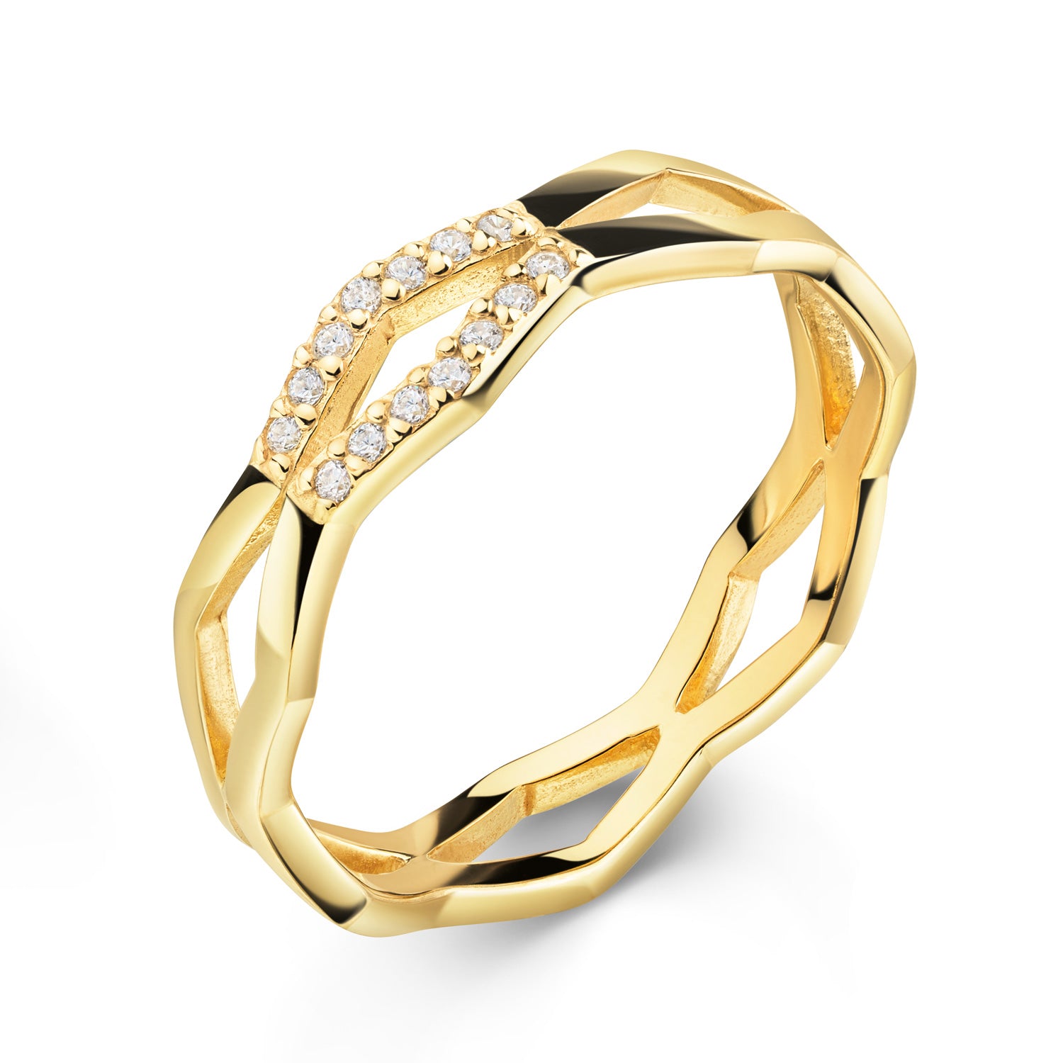 Ring „Geometric Prism“ – aus 925 Sterling Silber, 18k vergoldet