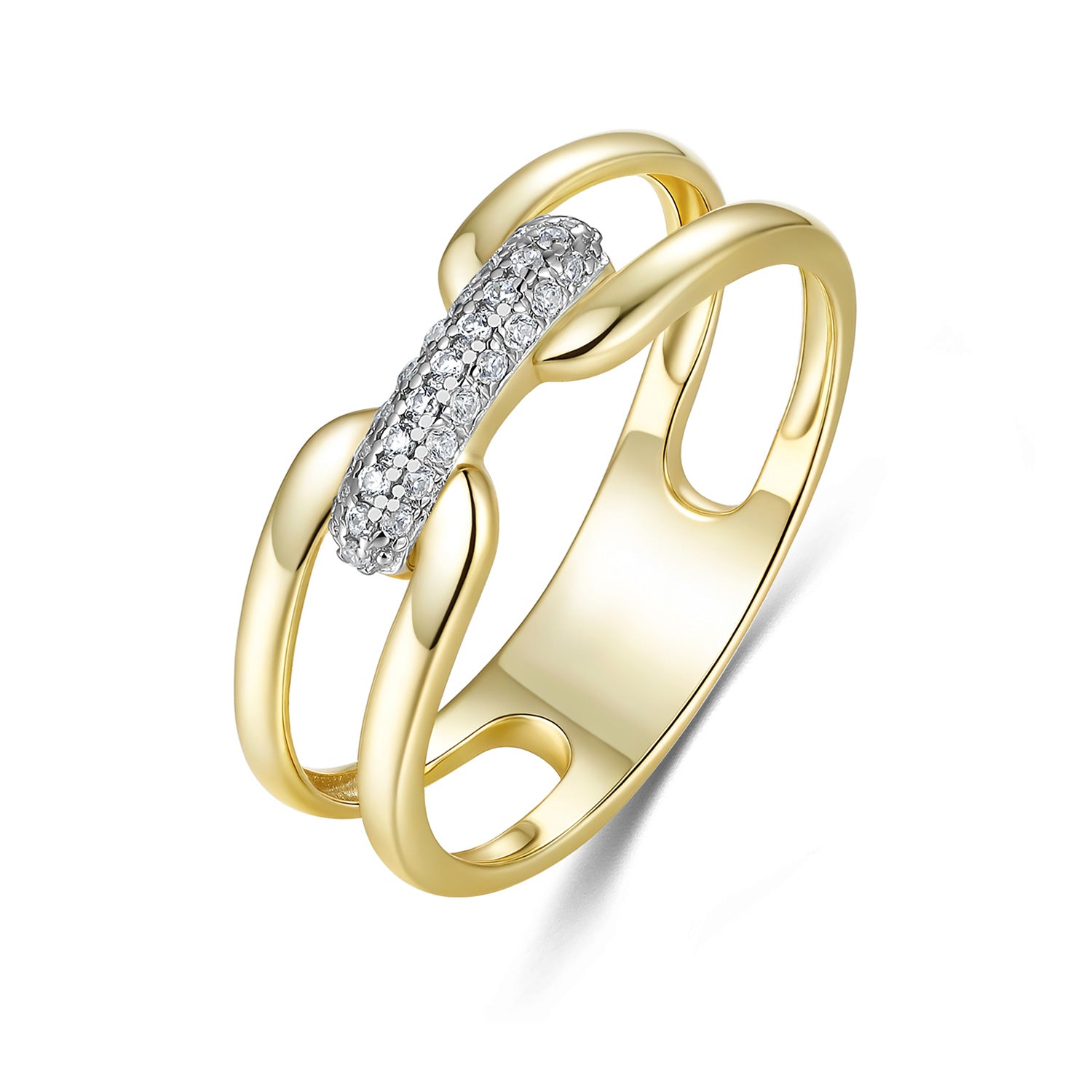Ring „Linked Brilliance“ – aus 925 Sterling Silber, 18k vergoldet