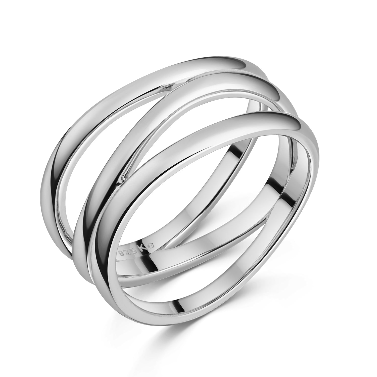 Ring „Orbital Flow Pure“ – aus rhodiniertem 925er Sterling Silber