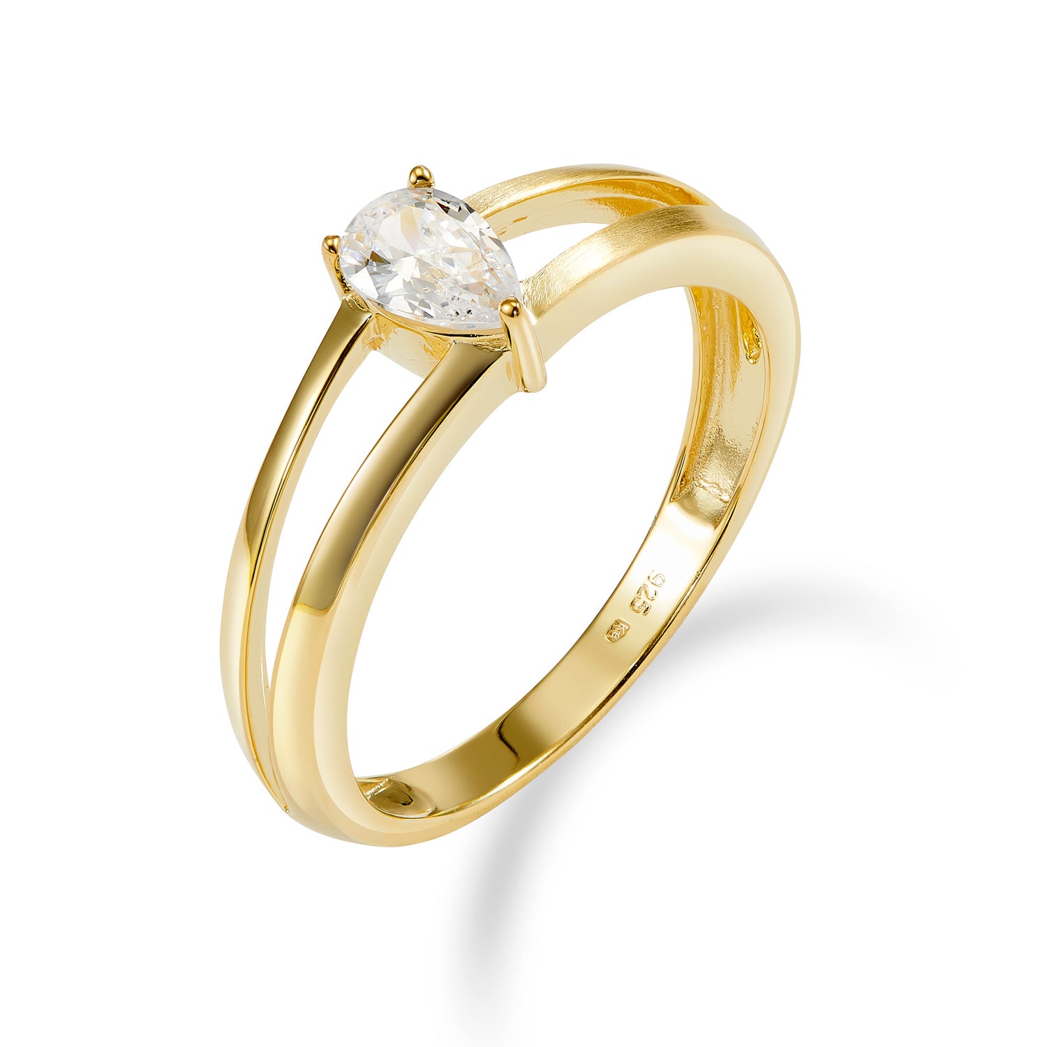 Ring „Pear Split-Shank“ – aus 925er Sterling Silber, vergoldet