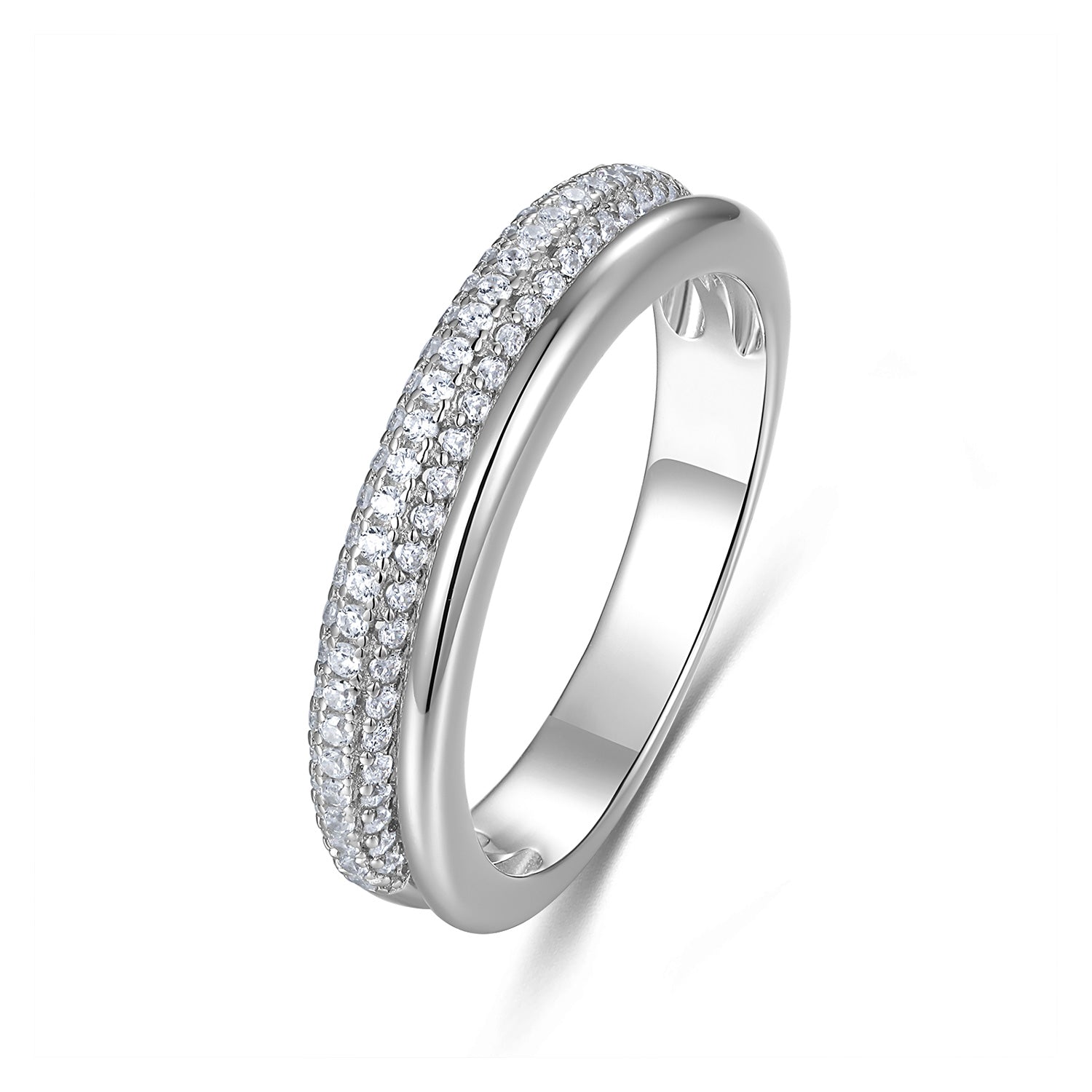 Ring „Pure Twin Path“ – rhodiniertem 925 Sterling Silber