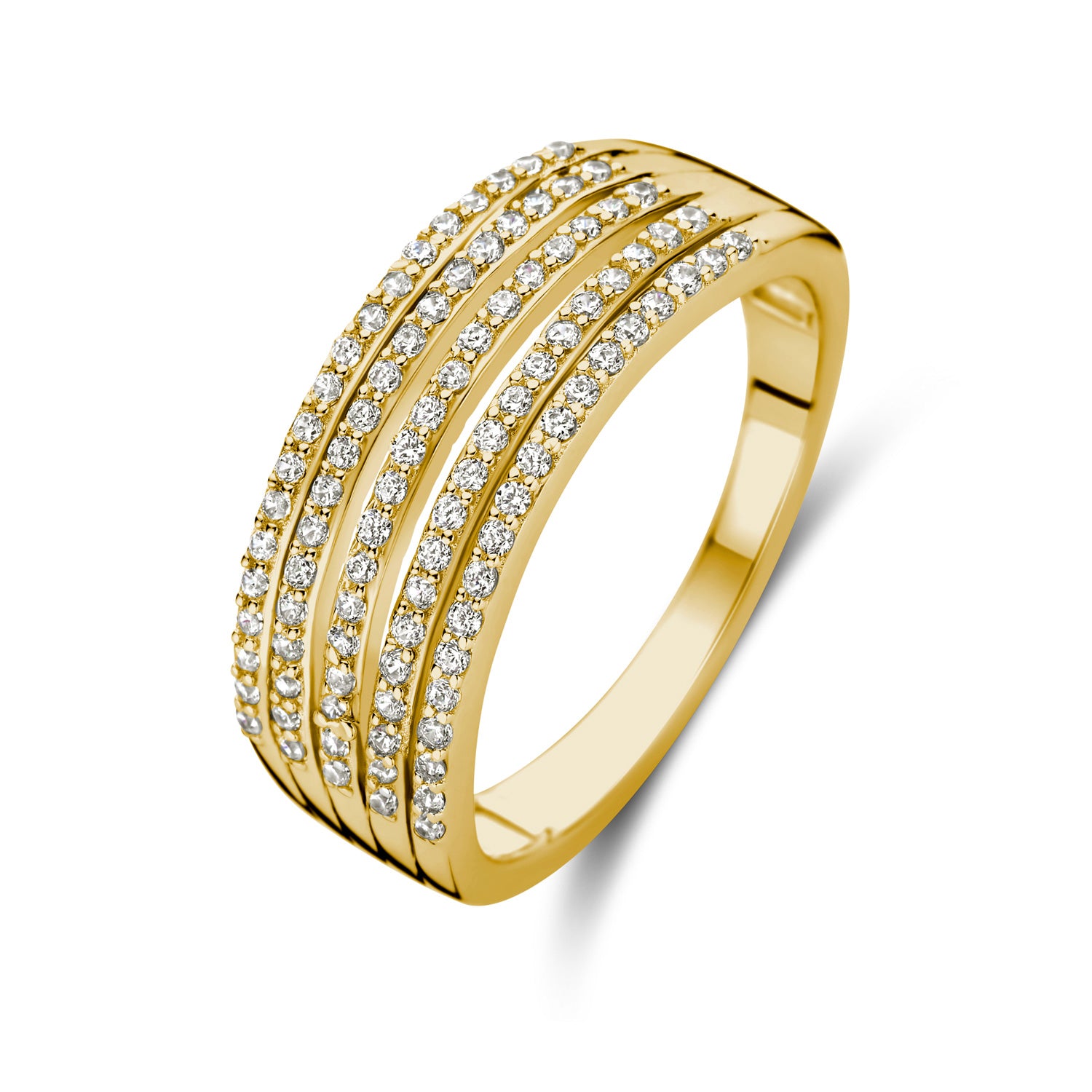 Ring „Quad-Row Brilliance“ – aus 925er Silber, vergoldet