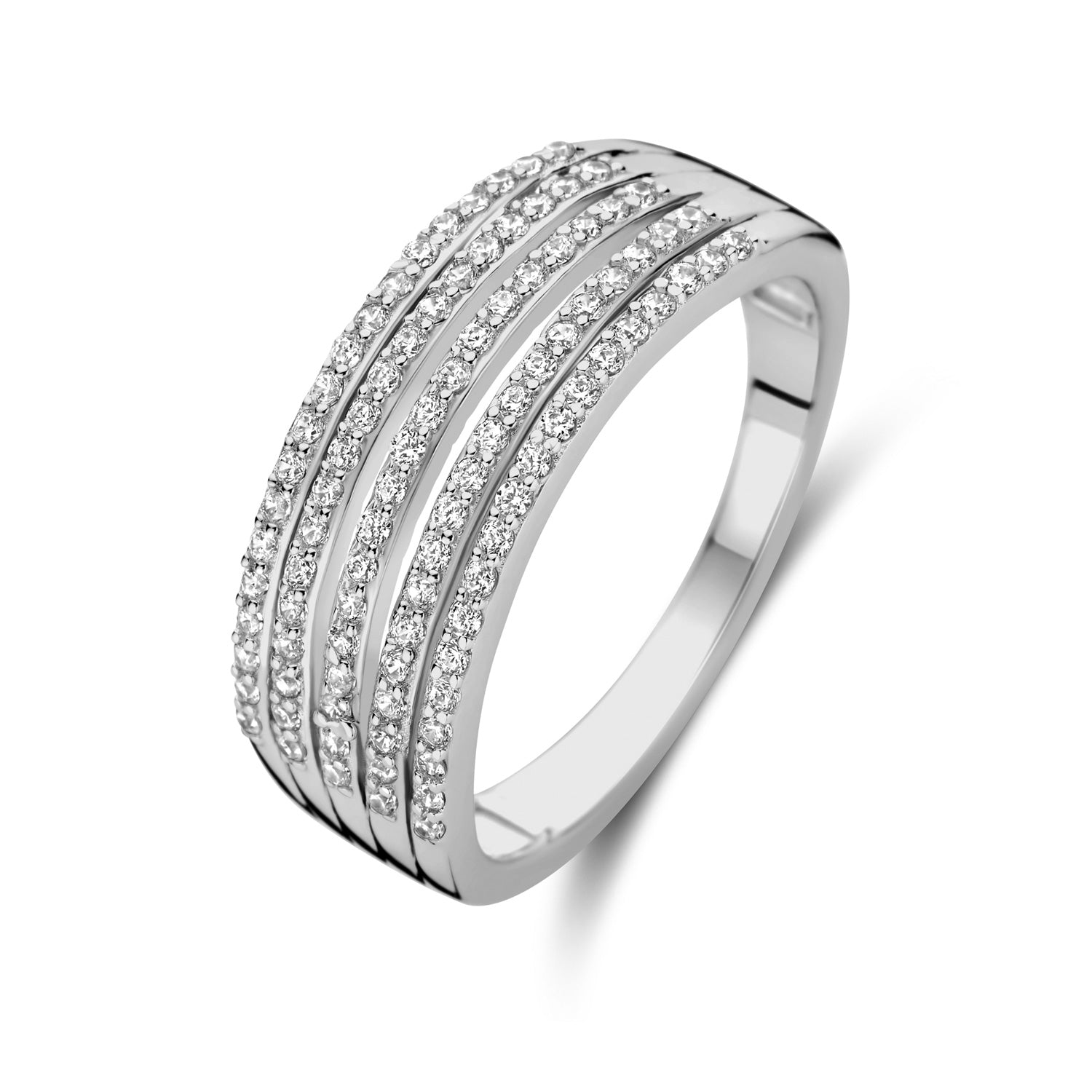 Ring „Quad-Row Icy Brilliance“ – aus rhodiniertem 925er Sterling Silber