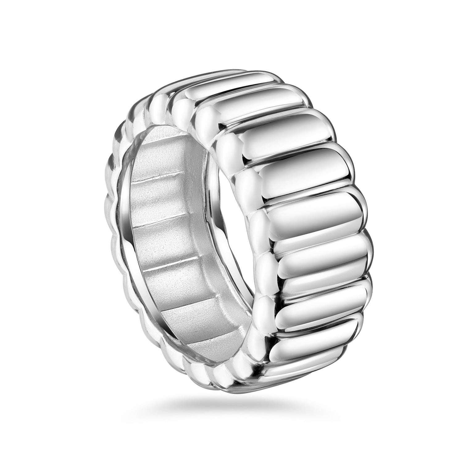 Ring „Ribbed Monolith Pure“ – aus rhodiniertem 925er Sterling Silber