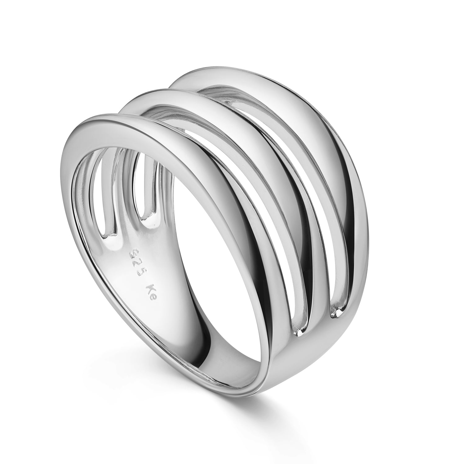 Ring „Triple Arch Flow Pure“ – aus rhodiniertem 925er Sterling Silber