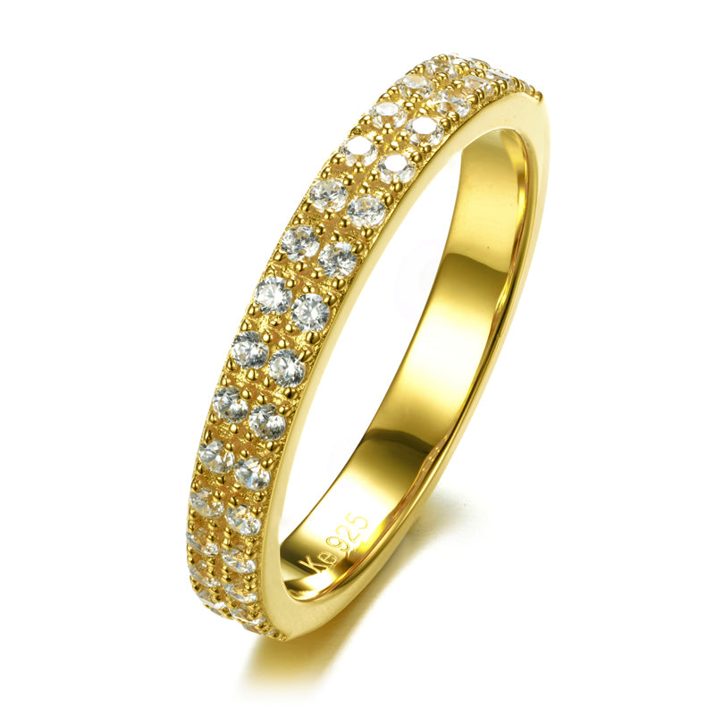 Ring „Twin Brilliance“ – 34 Zirkonia aus 18k vergoldetem 925er Silber