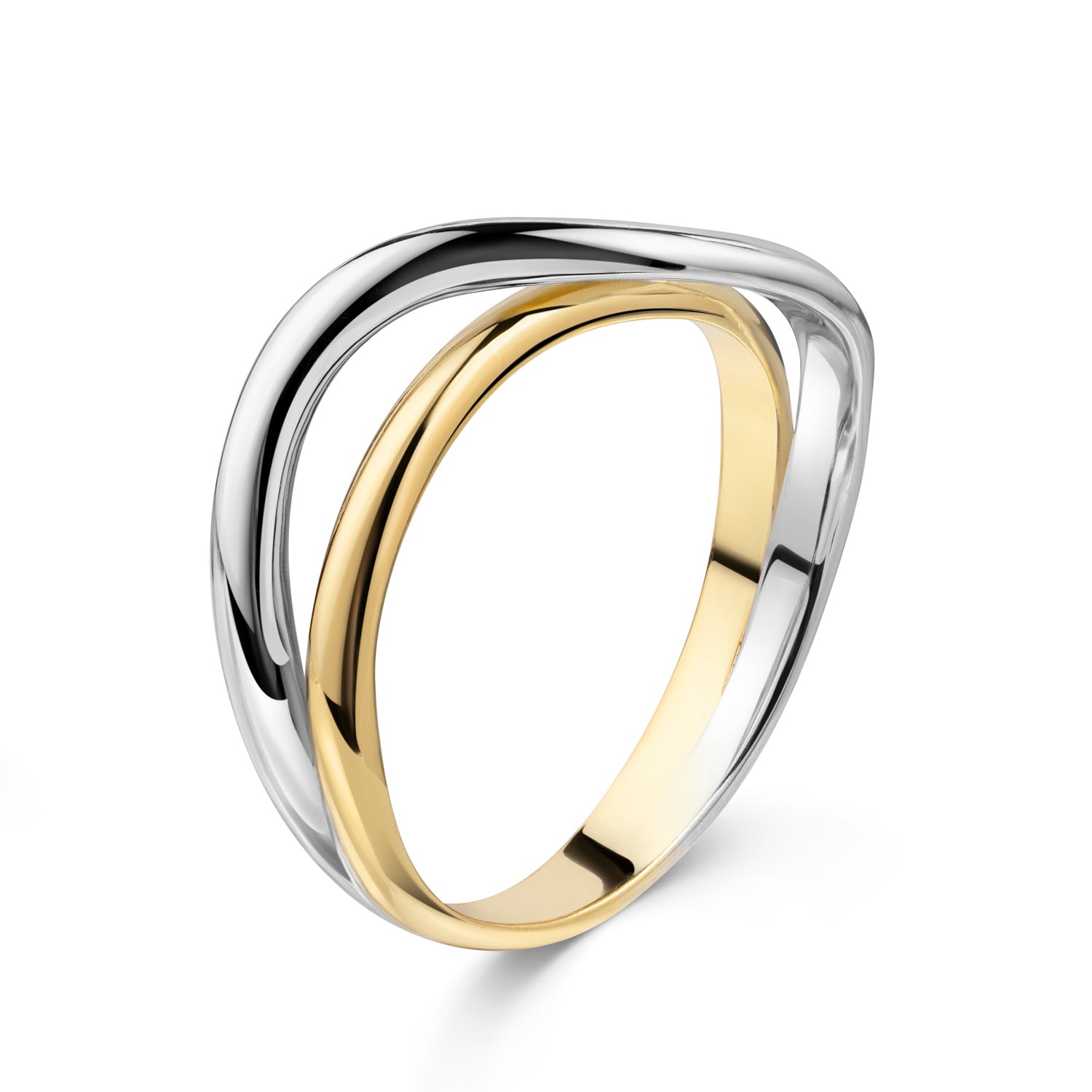 Ring „Twin Wave“ – aus 925 Silber, rhodiniert & teilvergoldet