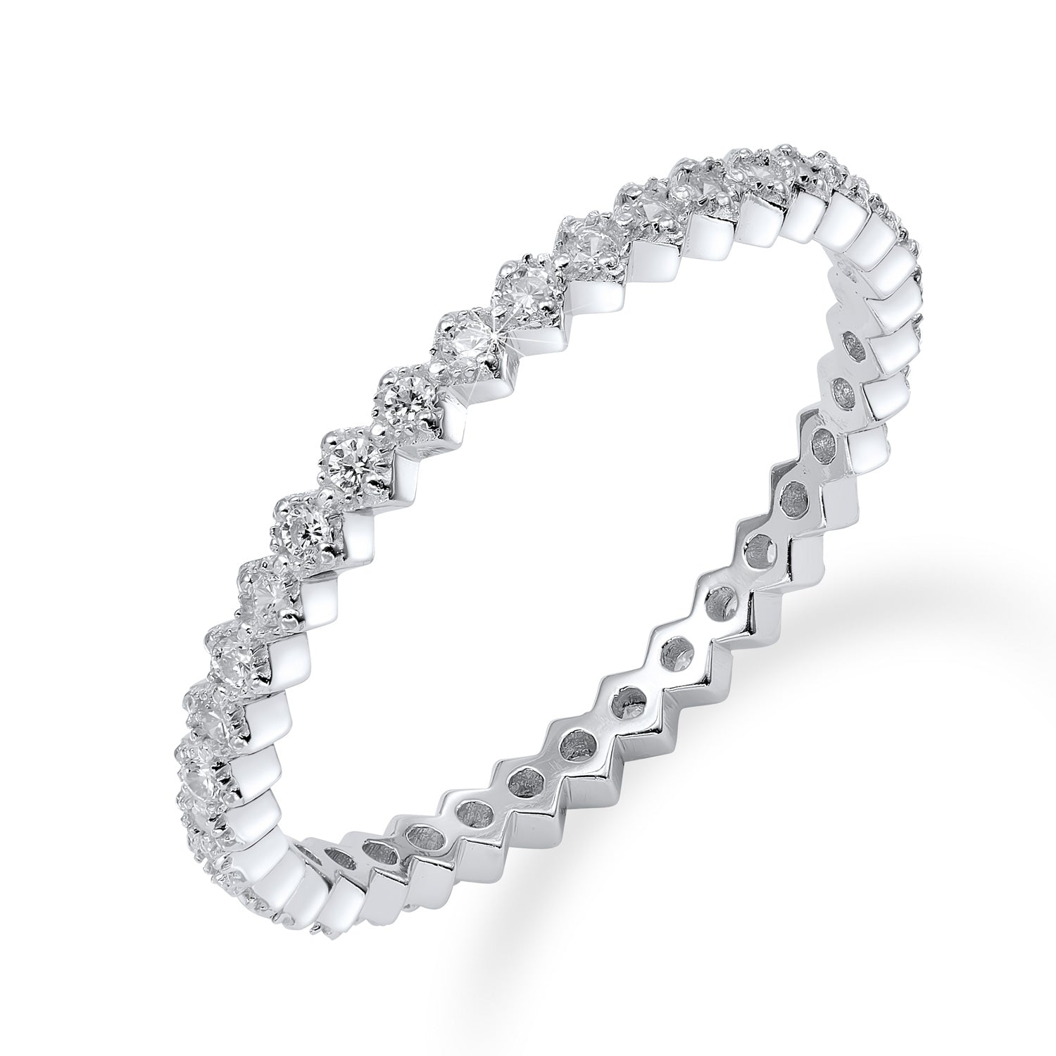 Ring „ZigZag Sparkle“ – aus rhodiniertem 925er Sterling Silber