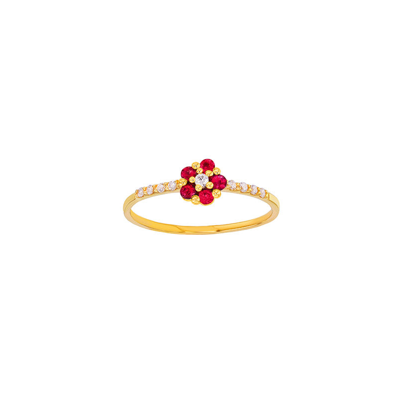 Rubin-Ring „Golden Blossom“ – 18k Gelbgold